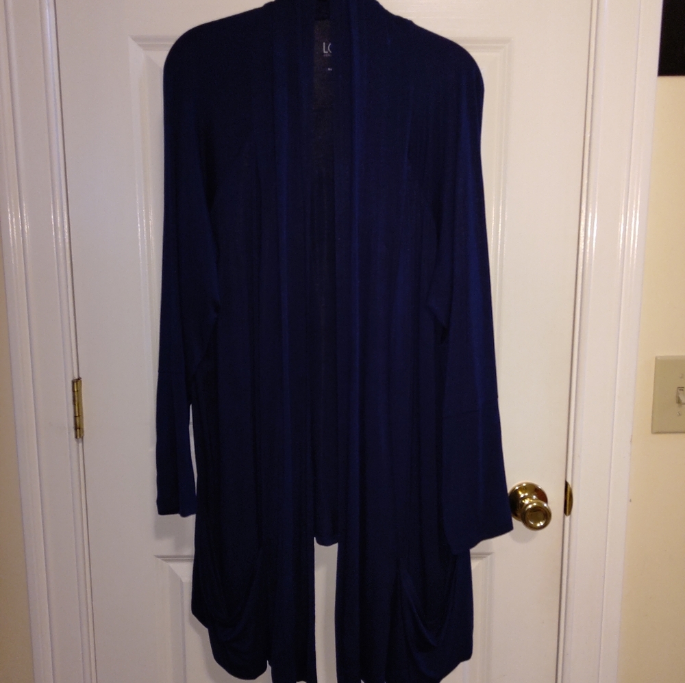 LOGO Women's Navy Blue Cardigan Size 1X